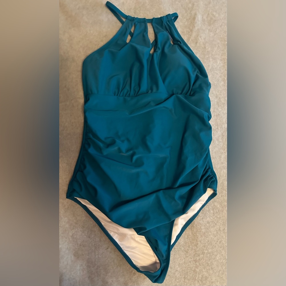 Teal Halter One-Piece Swimsuit